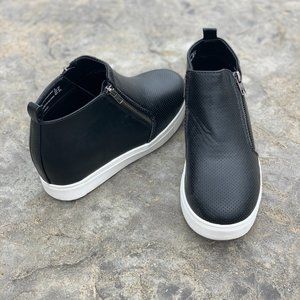 Black Memory Foam Leather Wedges - Women 8.5